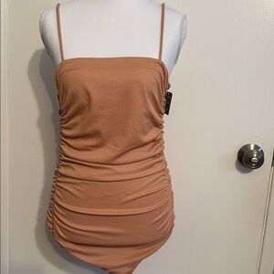 Free People Gathered Tan Body Suit